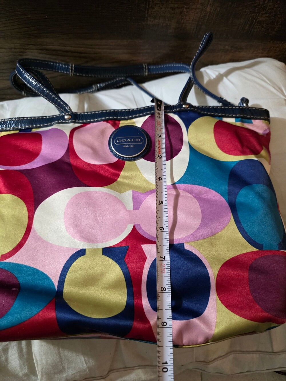 Vintage Y2K Coach Scarf Print Shoulder Bag with Leather Trim